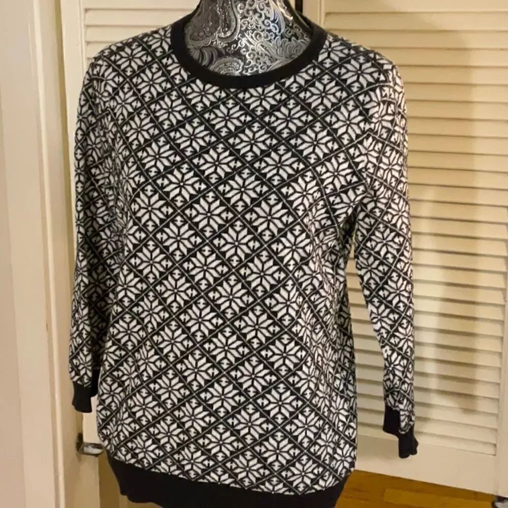Lands End 100% Supima Cotton 3/4 sleeve Crew Neck Sweater Size Medium 10 - 12